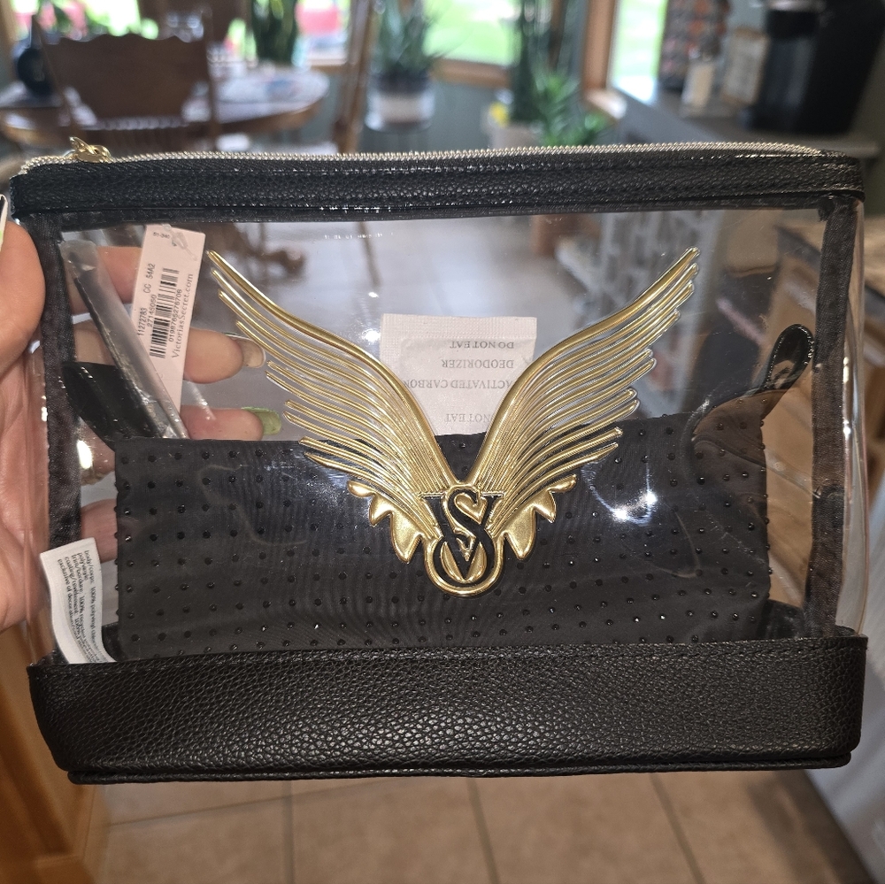 Victoria's Secret Clear Cosmetic Bag with Black Pouch